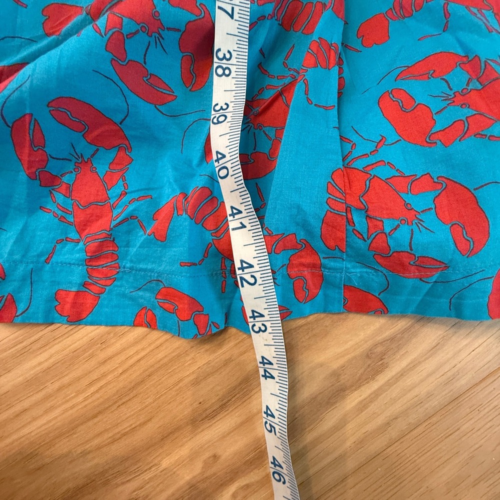 J. Crew Sun Dress Womens 10 Blue Red Lobster Print Bow Back Midi Maxi Coastal - Picture 4 of 13